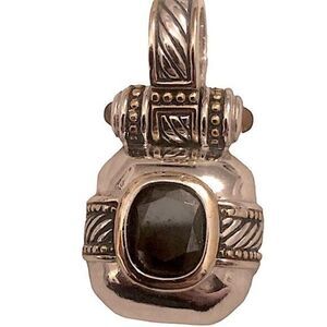 Vintage T*J Renaissance Revival 2-Tone‎ Black  CZ & Yellow Cab Pendant